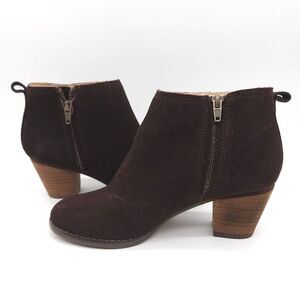 Land's End (Womens Size‎ 6.5 B) Harris Suede Ankle Side Zip Booties Boots Brown